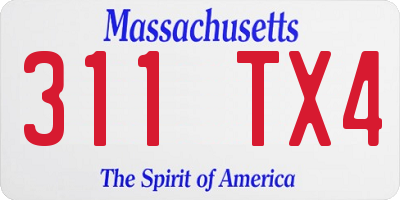 MA license plate 311TX4