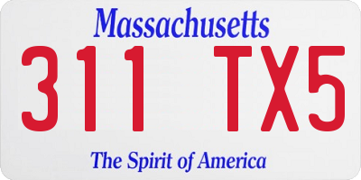 MA license plate 311TX5