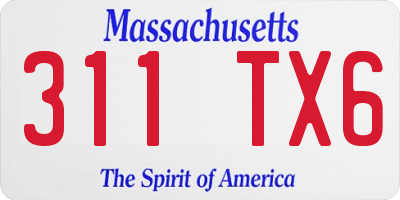 MA license plate 311TX6