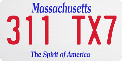 MA license plate 311TX7