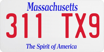 MA license plate 311TX9