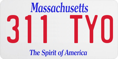 MA license plate 311TY0