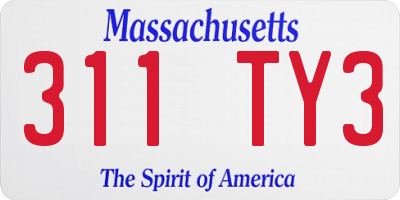 MA license plate 311TY3