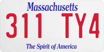 MA license plate 311TY4