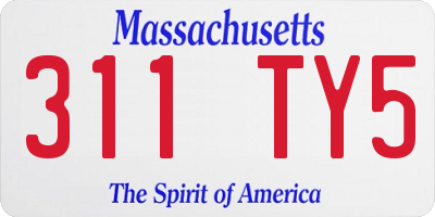 MA license plate 311TY5