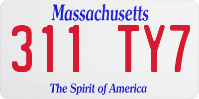 MA license plate 311TY7