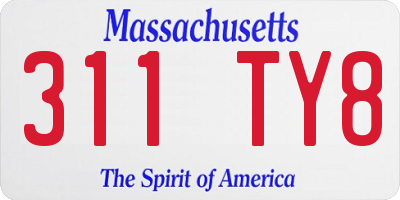 MA license plate 311TY8