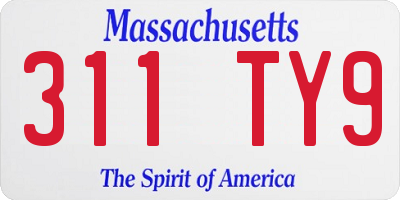 MA license plate 311TY9