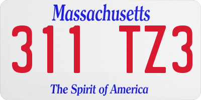 MA license plate 311TZ3
