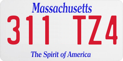 MA license plate 311TZ4