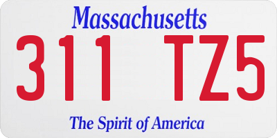 MA license plate 311TZ5
