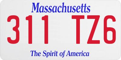 MA license plate 311TZ6