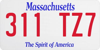 MA license plate 311TZ7