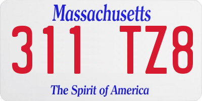 MA license plate 311TZ8