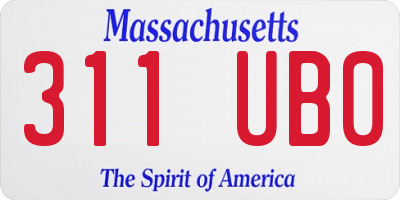 MA license plate 311UB0