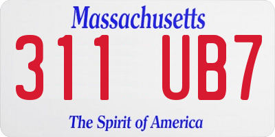 MA license plate 311UB7