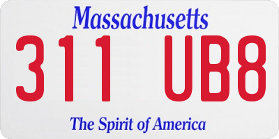 MA license plate 311UB8