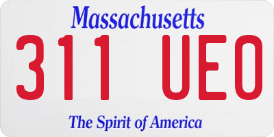 MA license plate 311UE0
