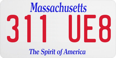 MA license plate 311UE8