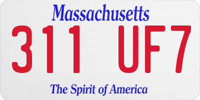 MA license plate 311UF7