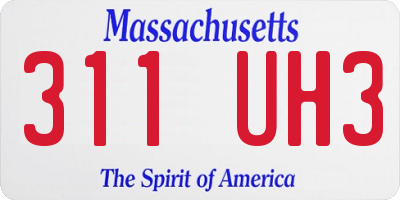 MA license plate 311UH3