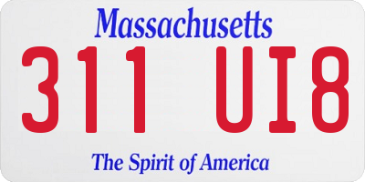 MA license plate 311UI8