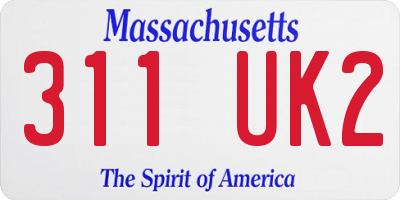 MA license plate 311UK2