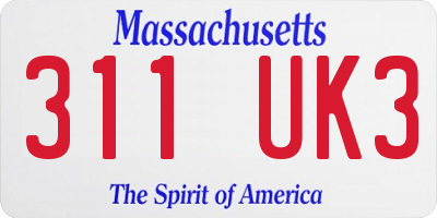 MA license plate 311UK3