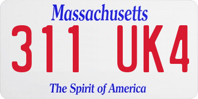 MA license plate 311UK4