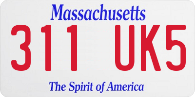 MA license plate 311UK5