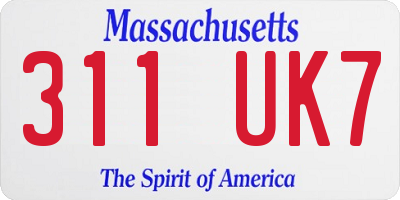 MA license plate 311UK7