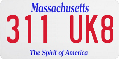 MA license plate 311UK8