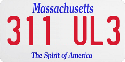 MA license plate 311UL3