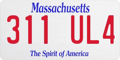 MA license plate 311UL4