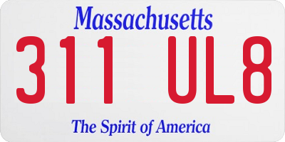 MA license plate 311UL8