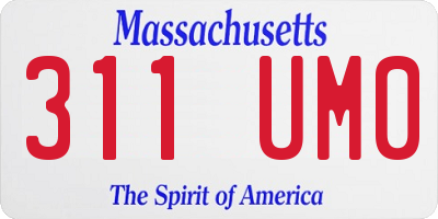 MA license plate 311UM0