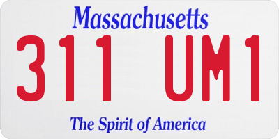 MA license plate 311UM1