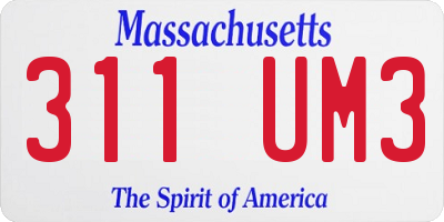 MA license plate 311UM3