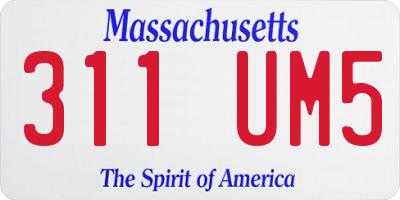 MA license plate 311UM5