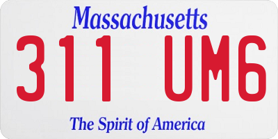 MA license plate 311UM6