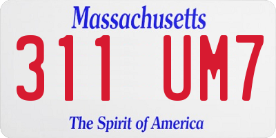 MA license plate 311UM7