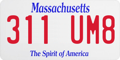 MA license plate 311UM8