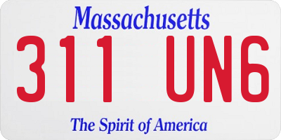 MA license plate 311UN6