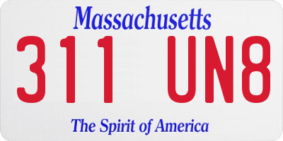 MA license plate 311UN8