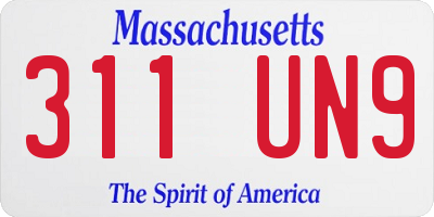 MA license plate 311UN9