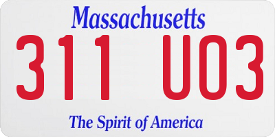 MA license plate 311UO3