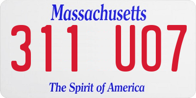 MA license plate 311UO7