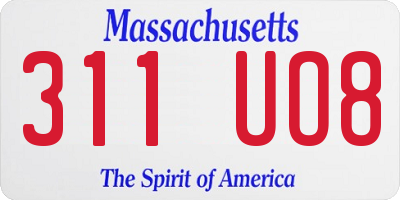 MA license plate 311UO8