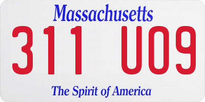 MA license plate 311UO9