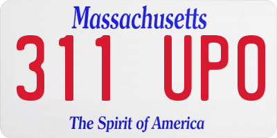MA license plate 311UP0